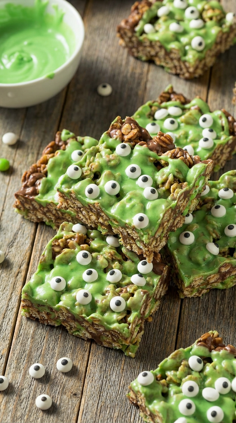 Monster Eyes Crispy Rice Marshmallow Squares