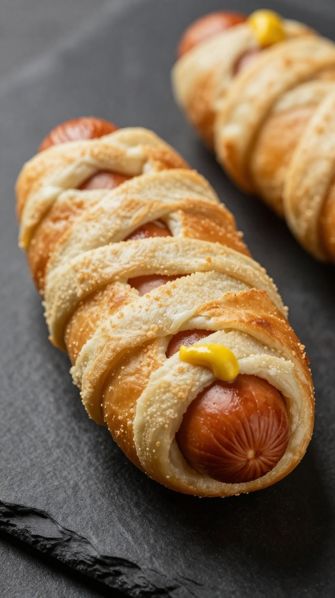 Mummy Hot Dogs with Zesty Honey Mustard