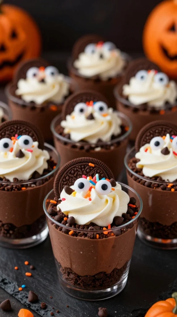 No-Bake Halloween Chocolate Cheesecake Cups