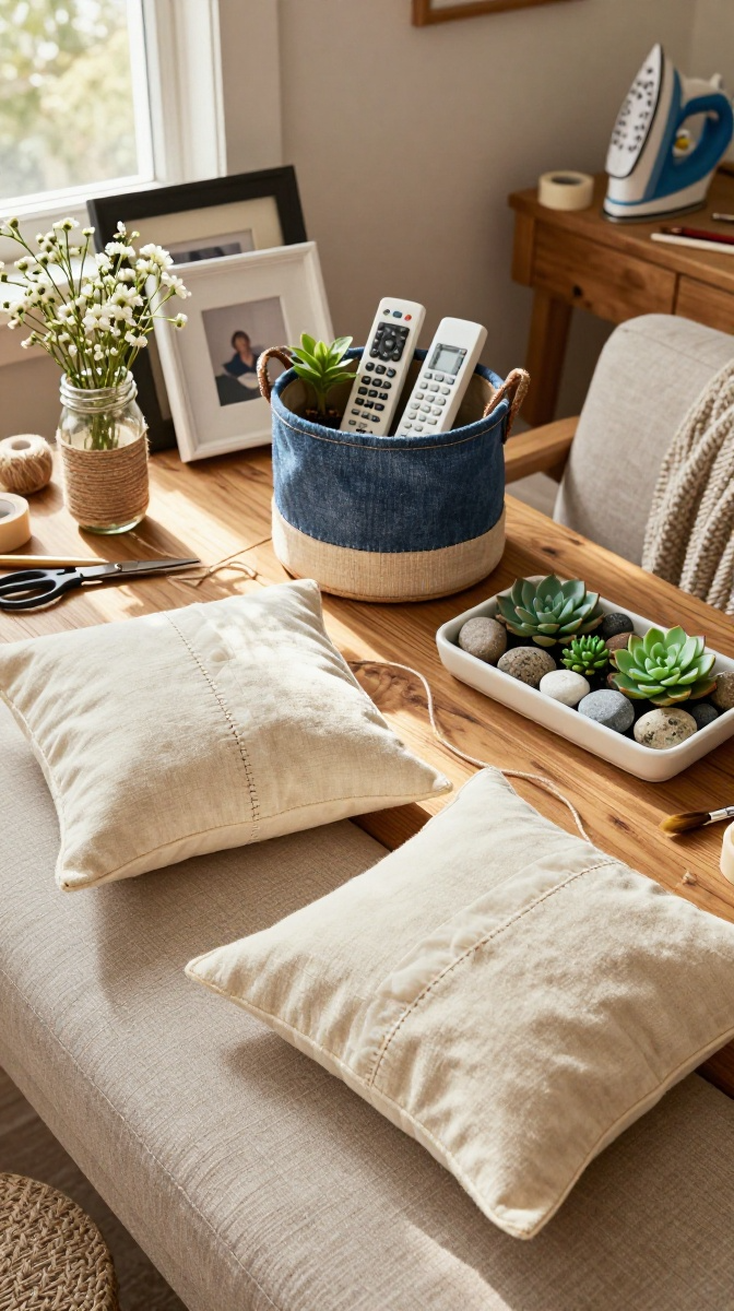 No-Sew Drop Cloth Pillow Covers