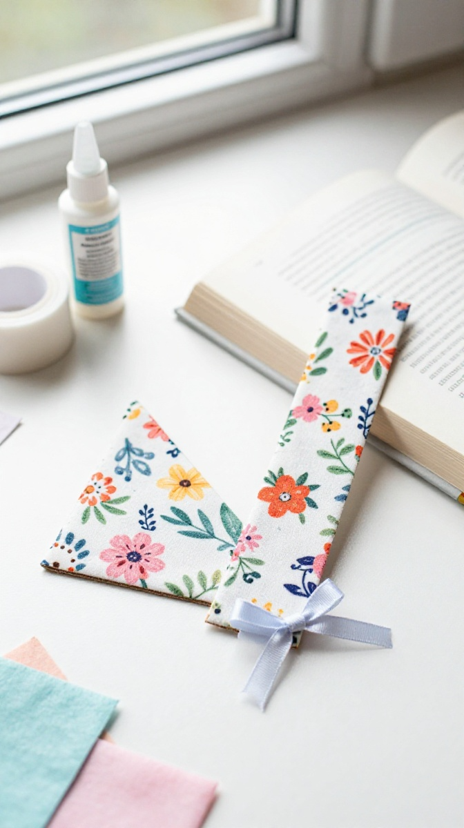 No-Sew Fabric Bookmark Corners