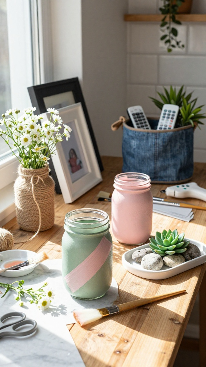 Painted Mason Jar Vases