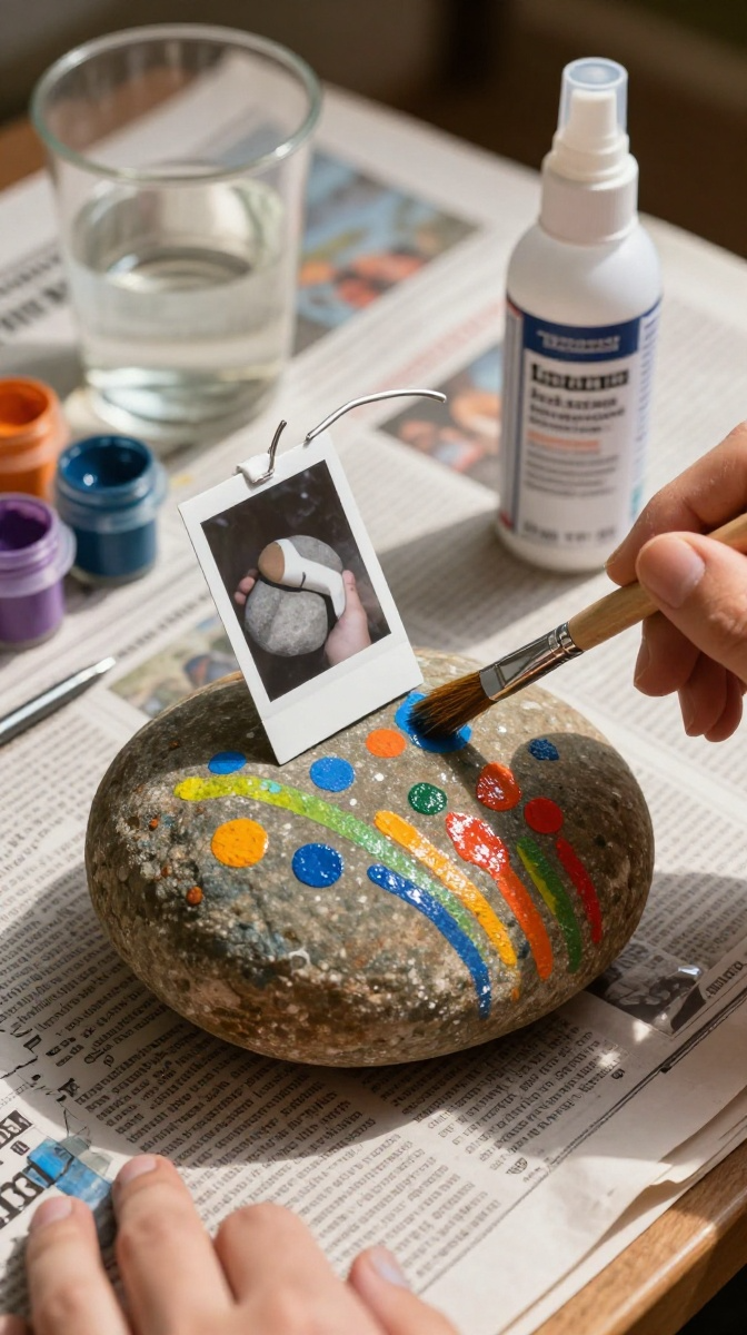 Painted Rock Photo Holder