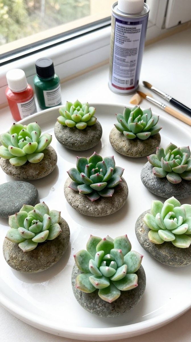 Painted Rock Succulent Planters