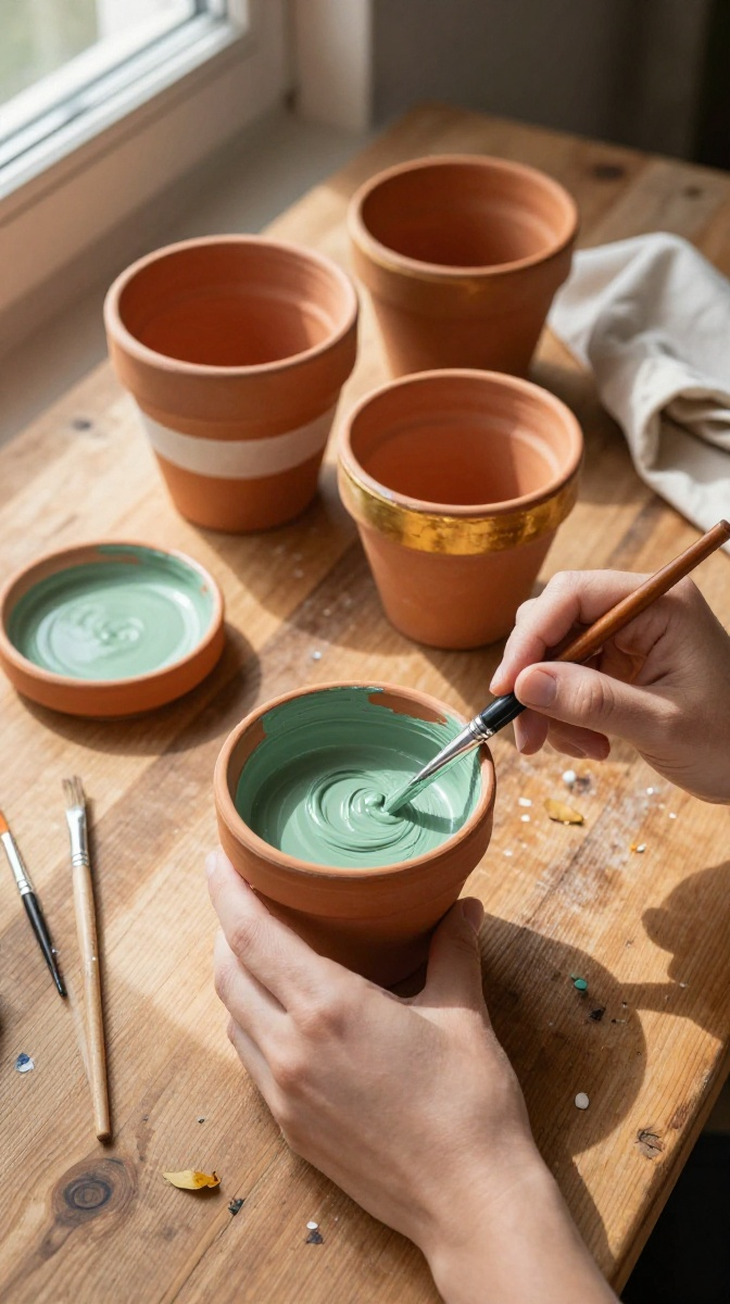 Painted Terracotta Pot Planters