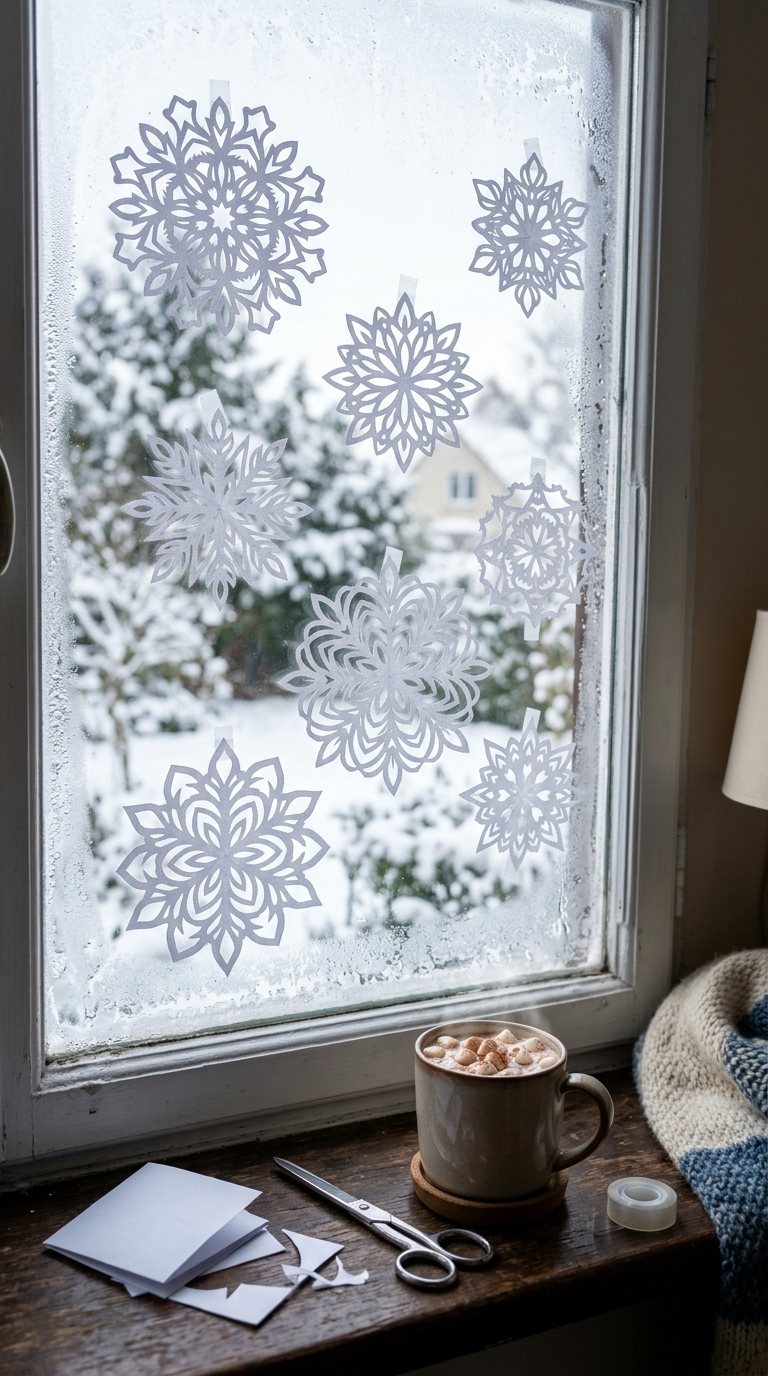 Paper Snowflake Window Display