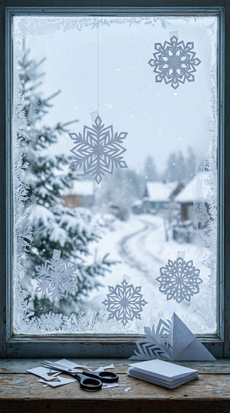 Paper Snowflake Window Display