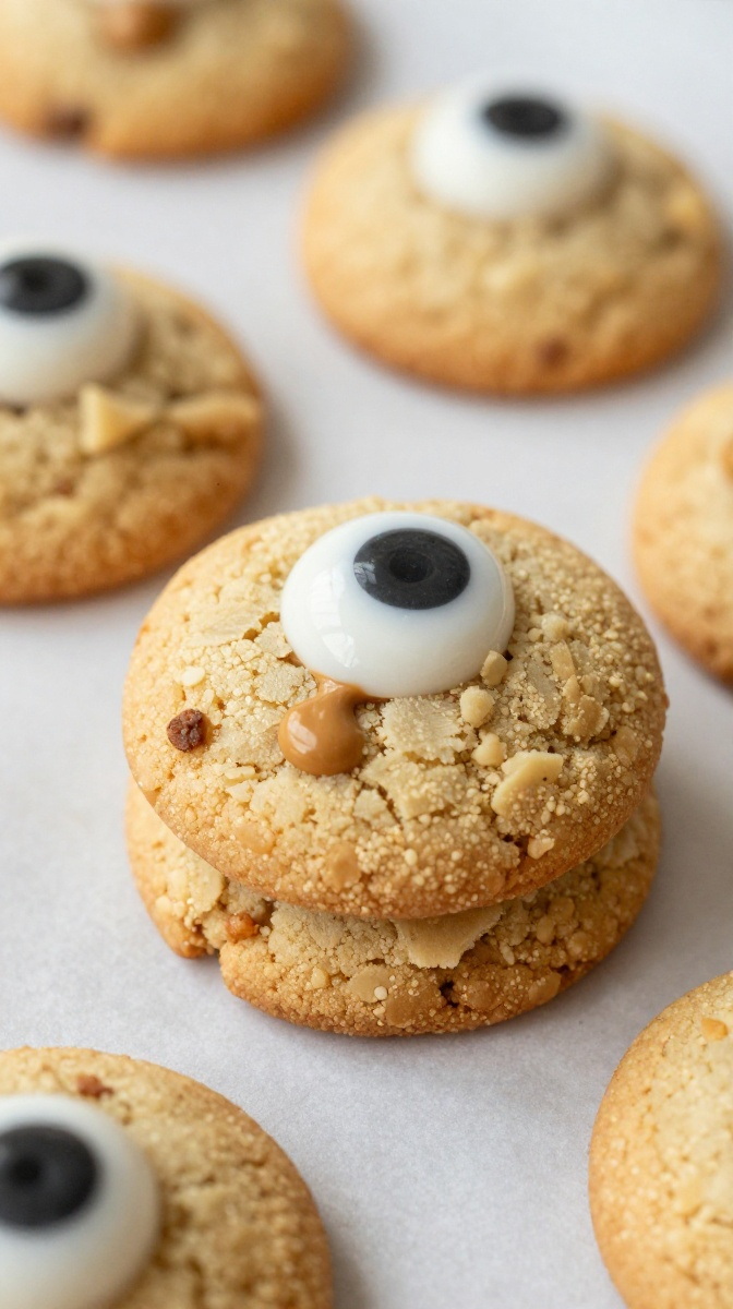 Peanut Butter Monster Eye Crackle Cookies