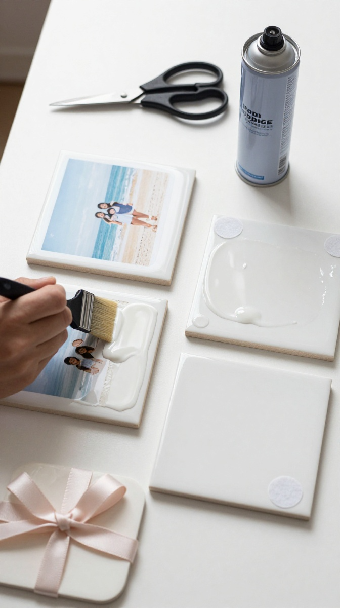 Personalized Photo Coasters From Tiles