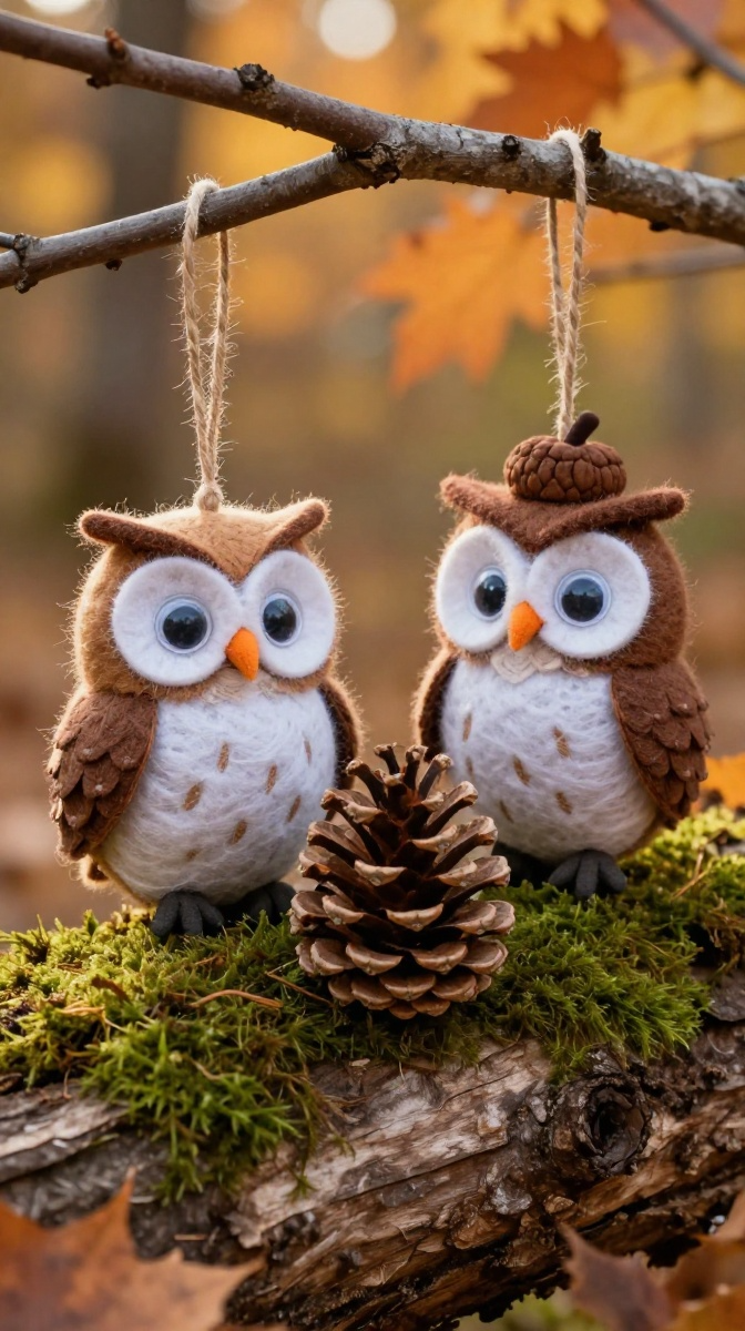 Pinecone Owl Ornaments