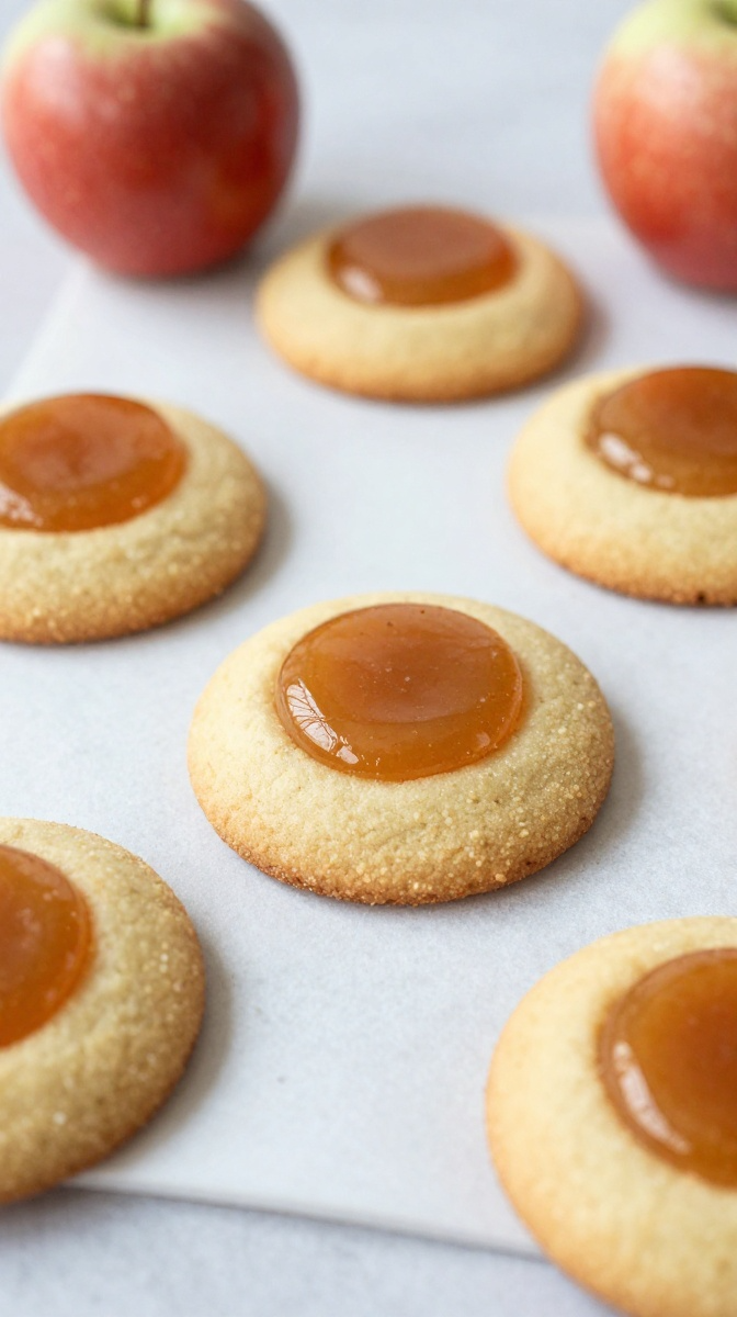 Poison Apple Salted Caramel Thumbprint Cookies