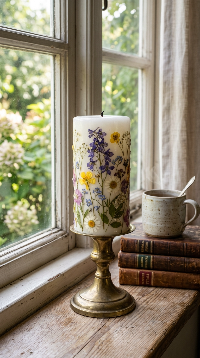 Pressed Flower Candles