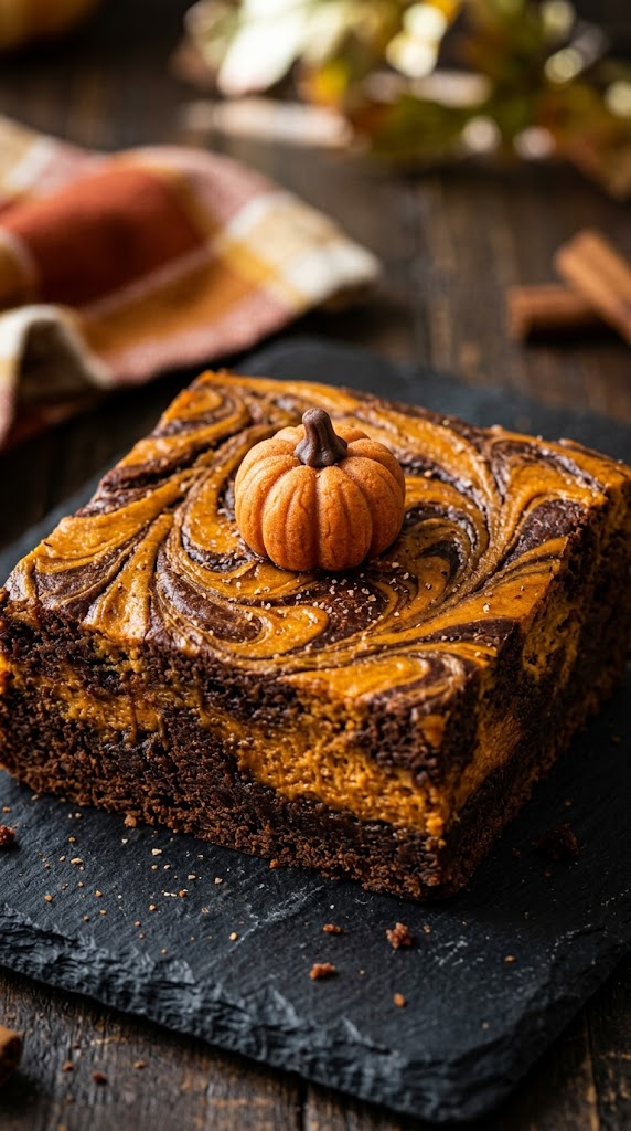 Pumpkin Patch Swirl Cheesecake Brownies