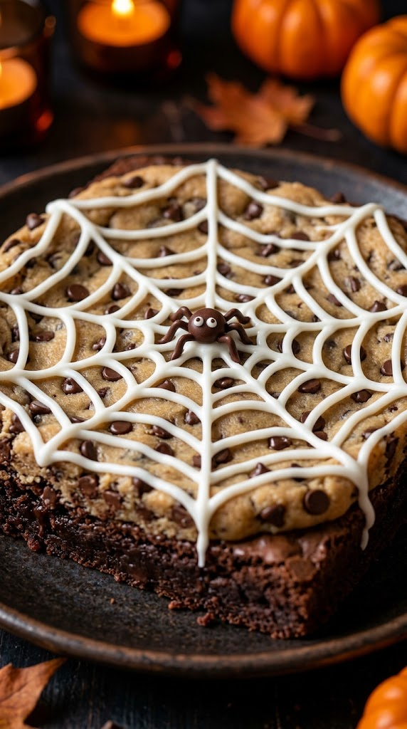 Silly Spiderweb Cookie Dough Brownies