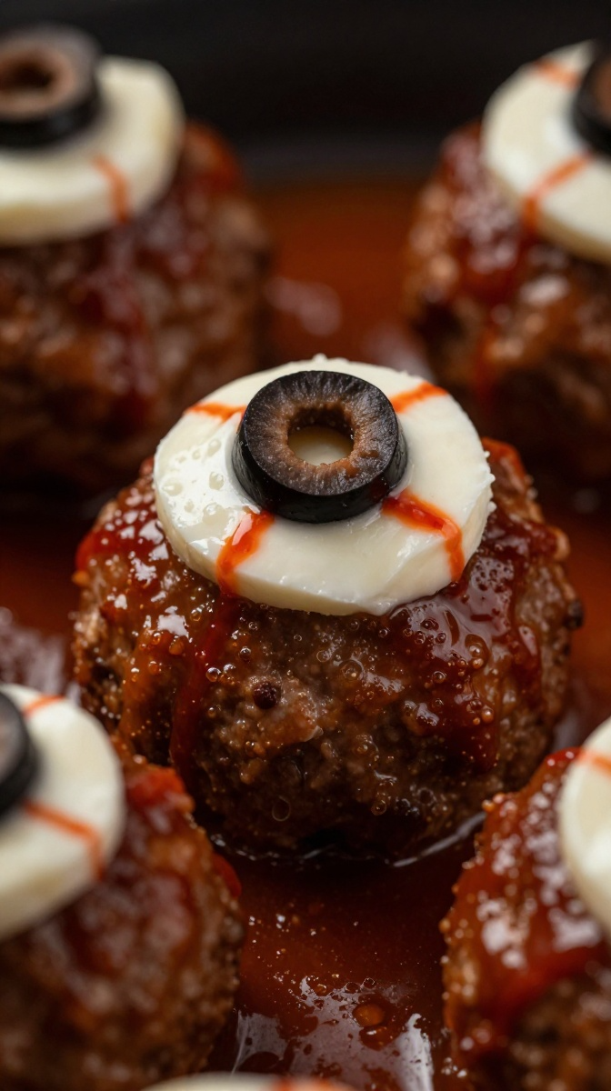 Smoky BBQ Meatball Eyeballs
