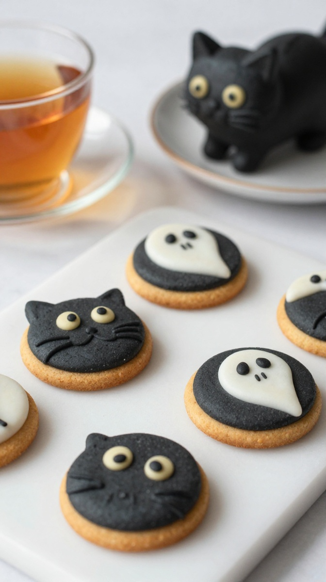 Spooky Black Cat Earl Grey Tea Biscuits