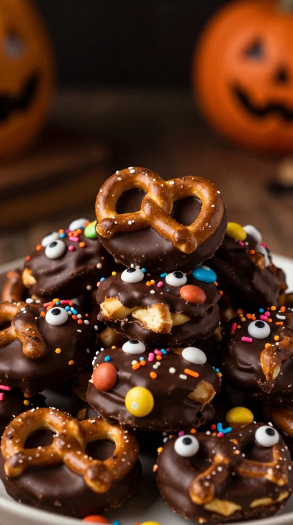Spooky Chocolate-Covered Pretzel Bites