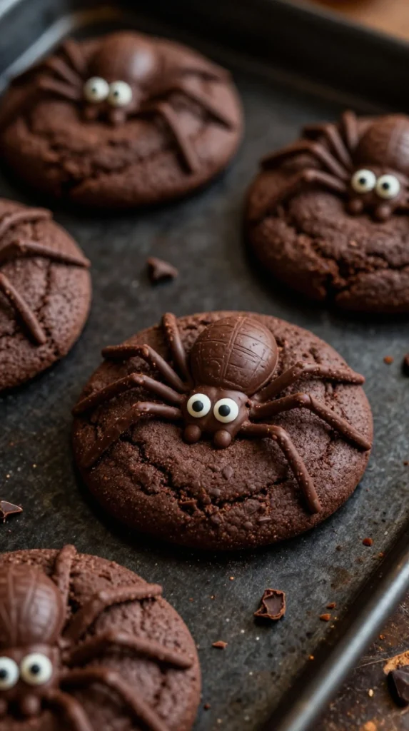 Spooky Chocolate Spider Cookies