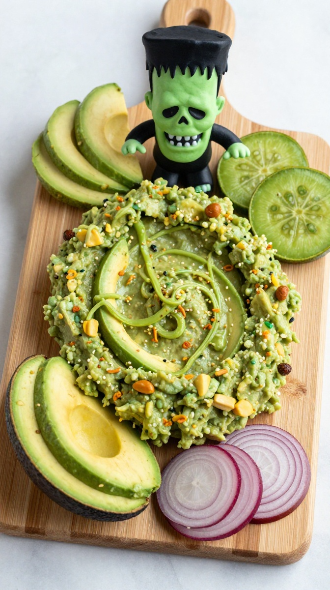 Spooky Frankenstein Avocado Guacamole Board