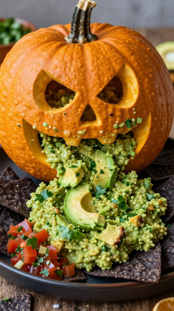 Spooky Guacamole Vomit Monster Platter