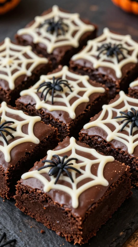 Spooky Spiderweb Chocolate Brownies