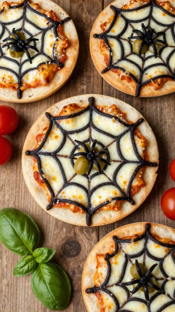 Spooky Spiderweb Pizza Bites