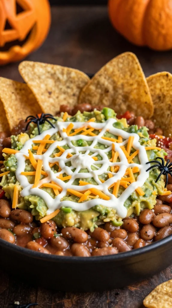Spooky Spiderweb Taco Dip 🕷️