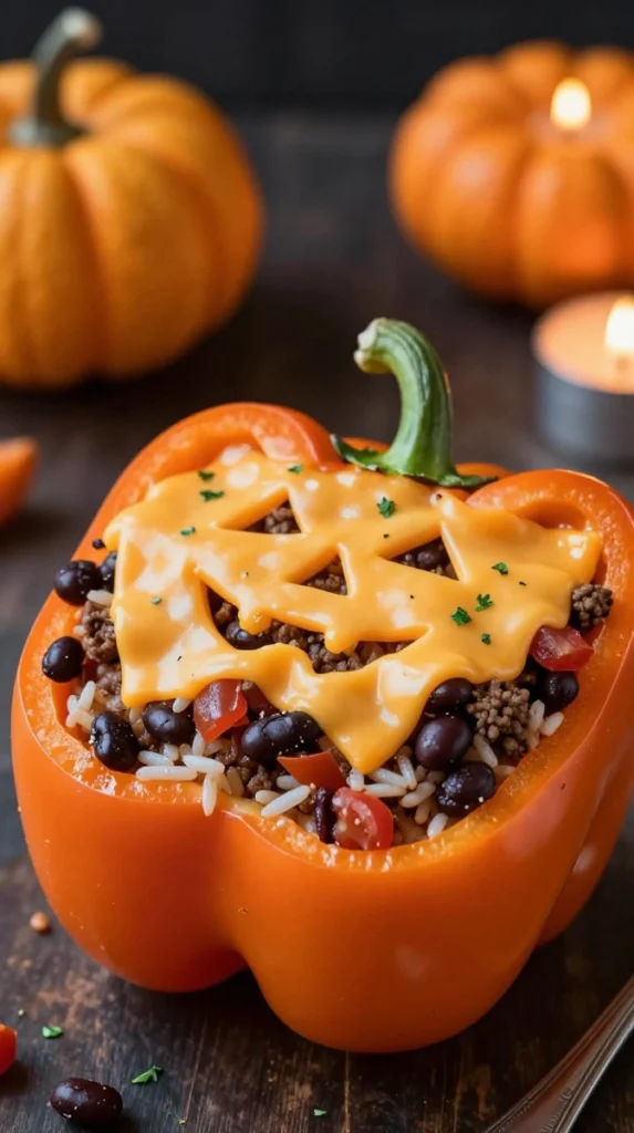 Spooky Stuffed Bell Peppers