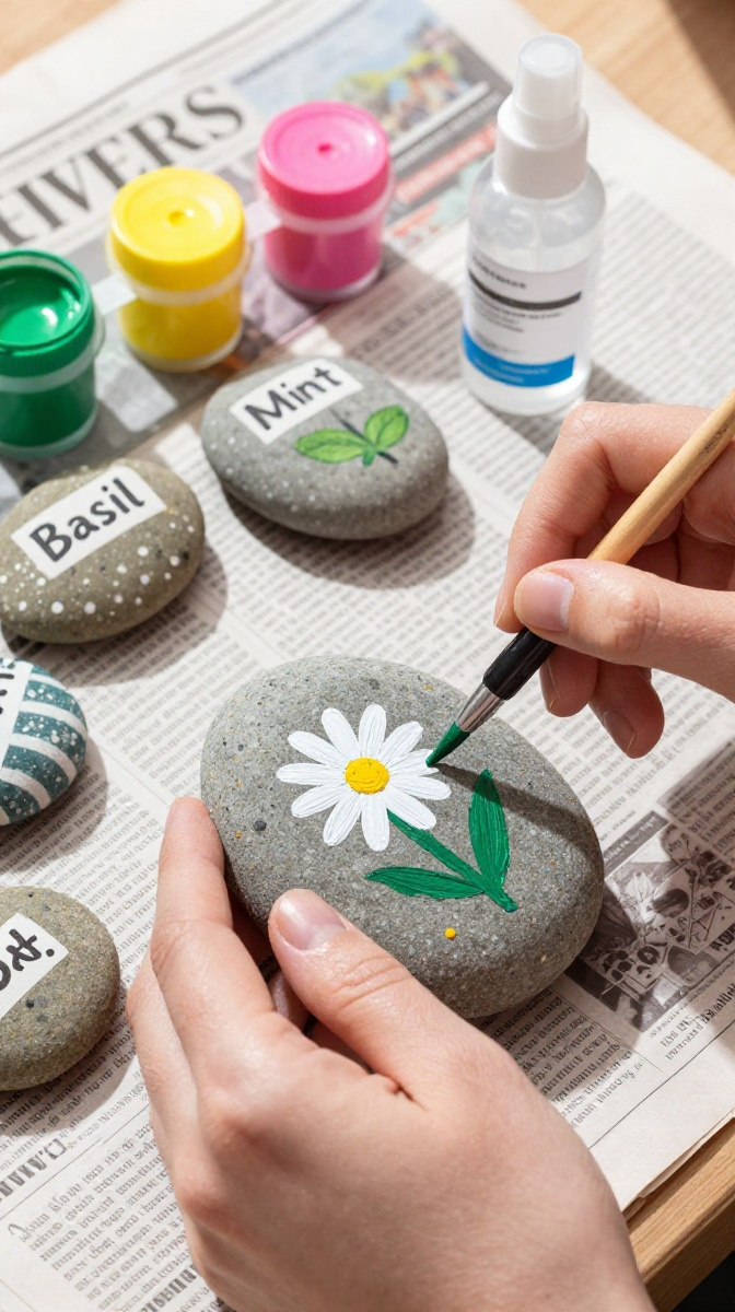 Spring Craft Painted Rock Garden Markers