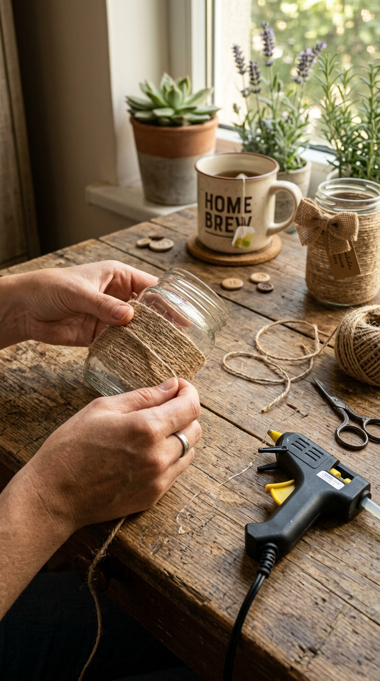 Twine-Wrapped Jar Holders