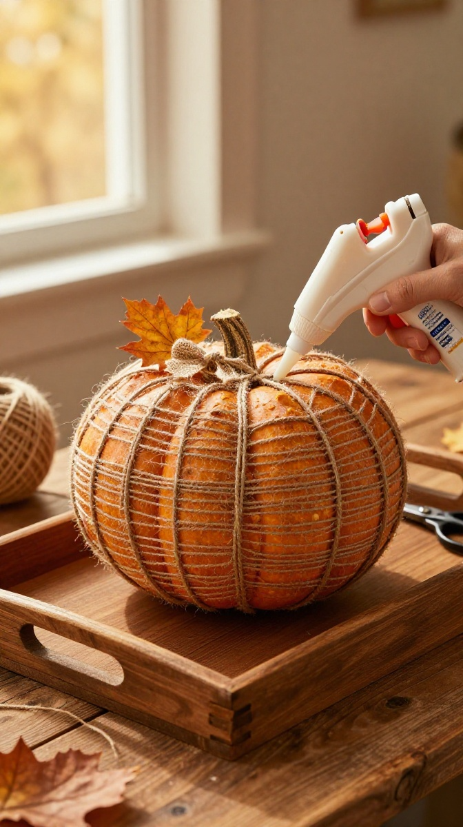 Twine-Wrapped Pumpkins