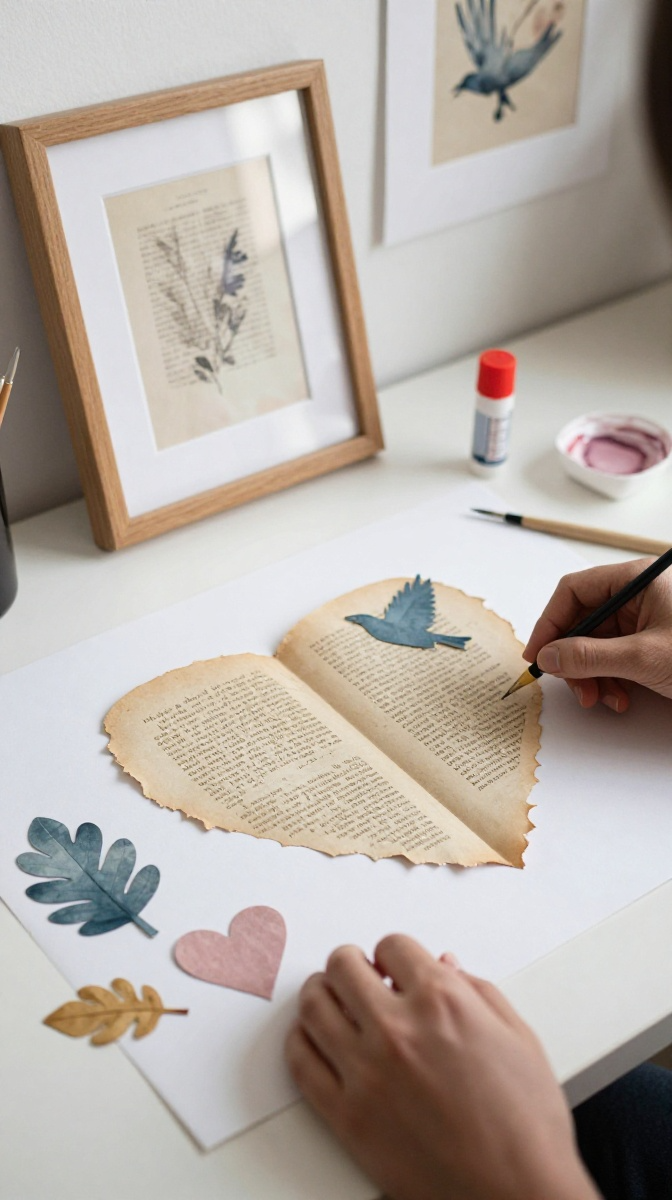 Upcycled Book Page Wall Art