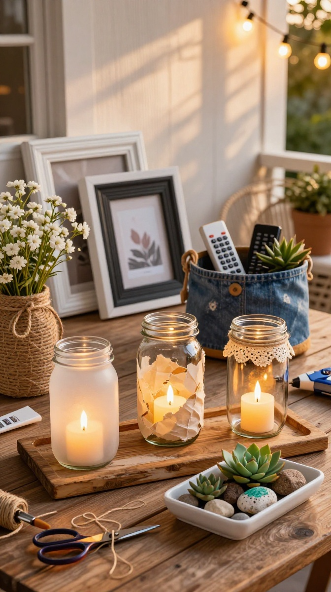 Upcycled Glass Jar Lanterns