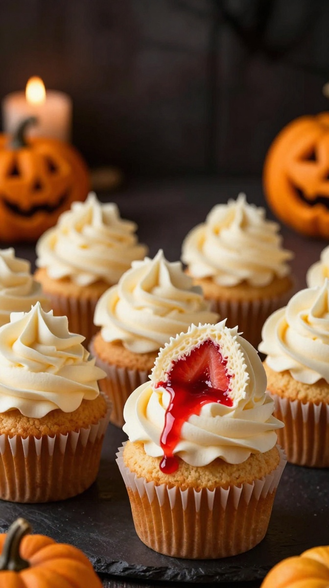Vampire Blood Strawberry Cupcakes