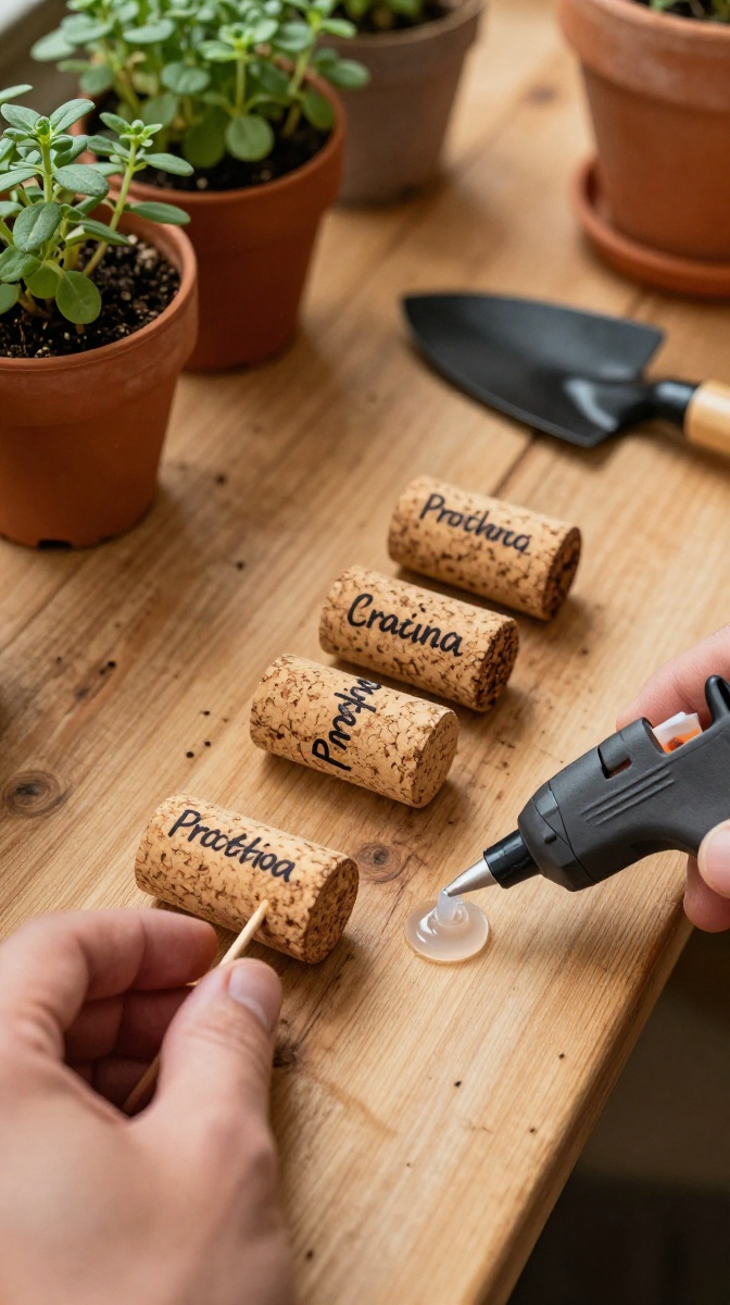 Wine Cork Plant Markers
