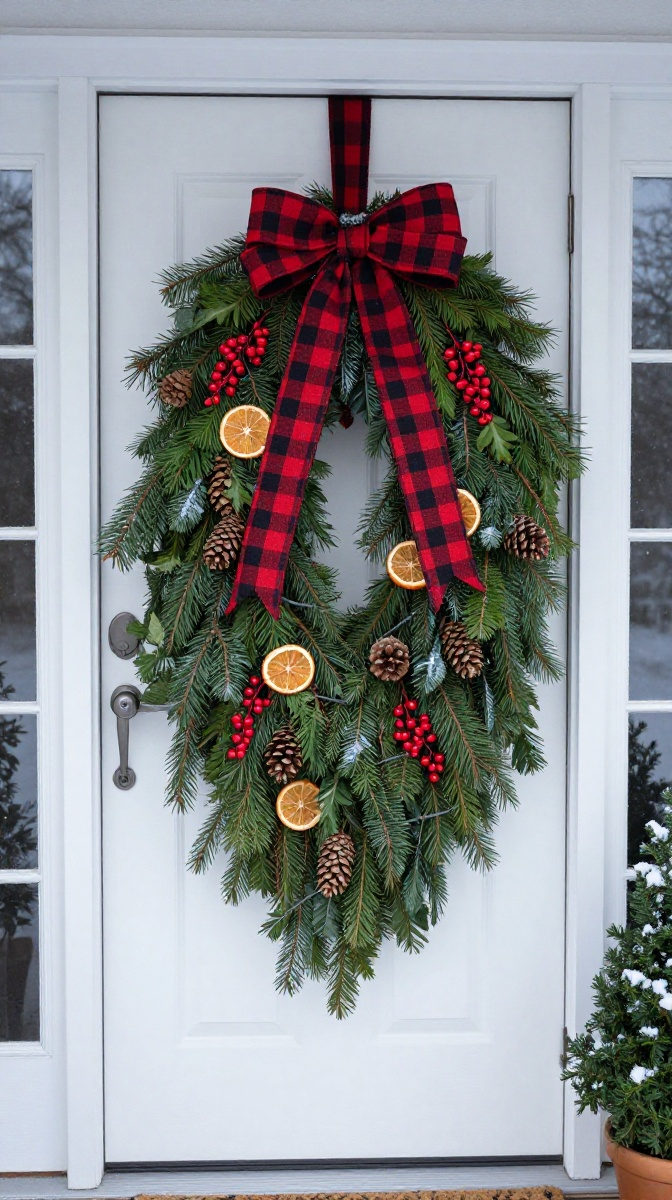 Winter Evergreen Door Swag