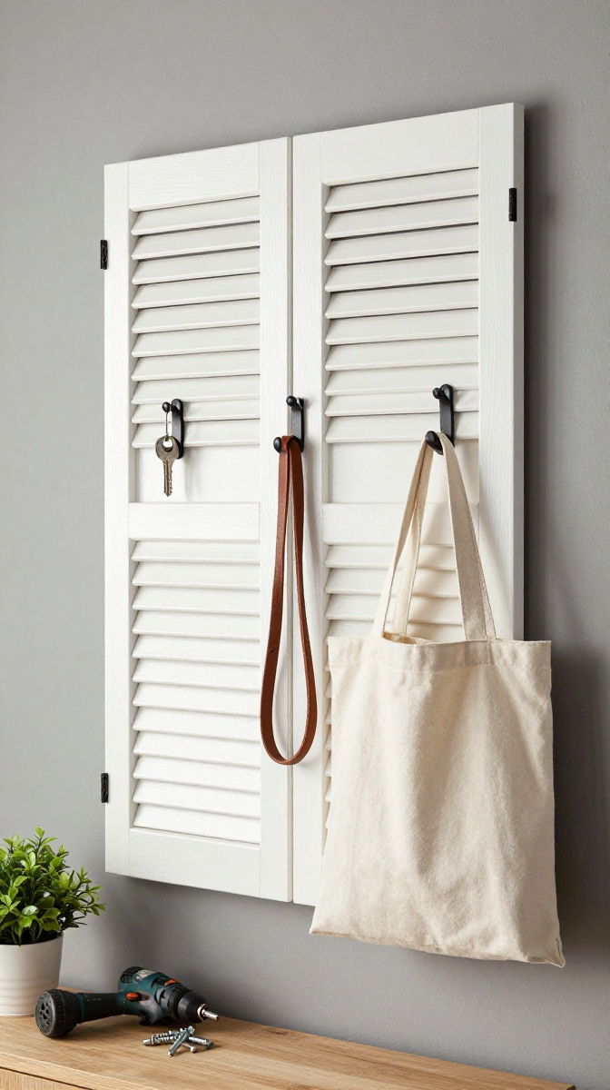 Old Shutter into Entryway Organizer